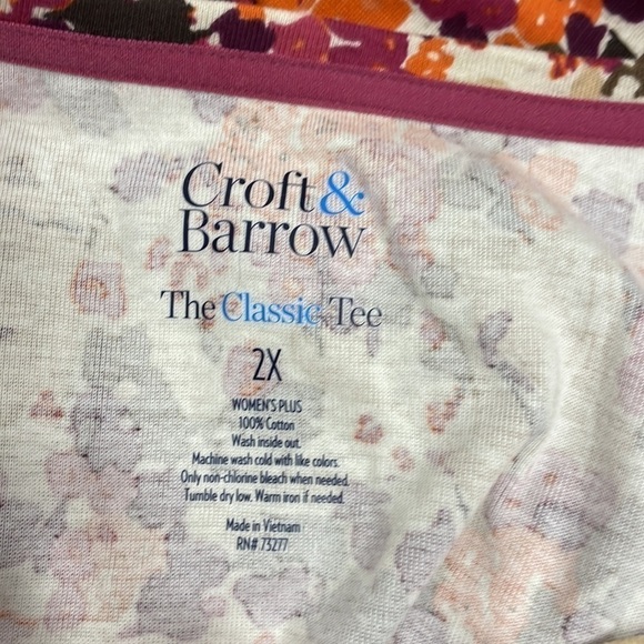 CROFT & Barrow long sleeve floral tee size 2X - Picture 4 of 4